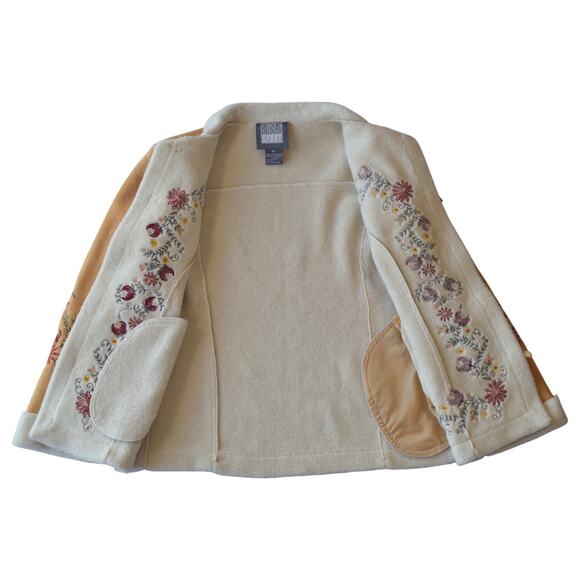 Vintage Bill Blass Embroidered Sherpa Jacket Size Medium | Floral, Warm & Cozy - Picture 5 of 8
